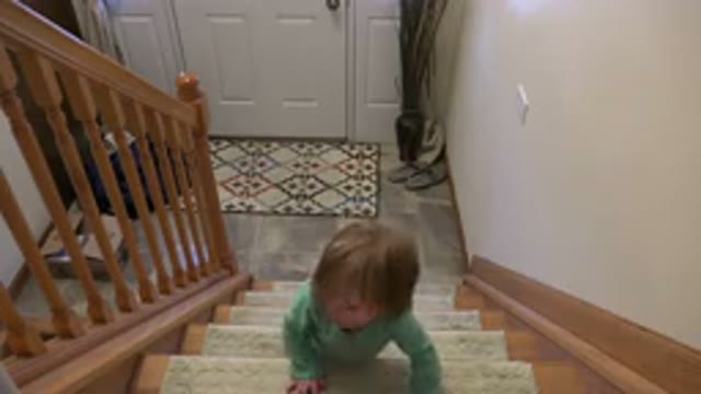WESTMINSTER COLORADO-2016: Little Child Trying To Get Down The Inner Stairs Of