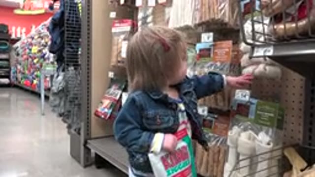 DENVER COLORADO-2016: Little Girl Looking For Something On A Store Shelf
