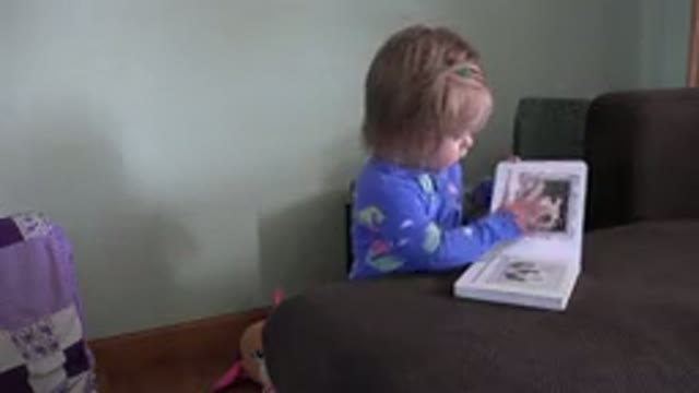 WESTMINSTER COLORADO-2016: A Cute Little Toddler Opening Her Story Book On The