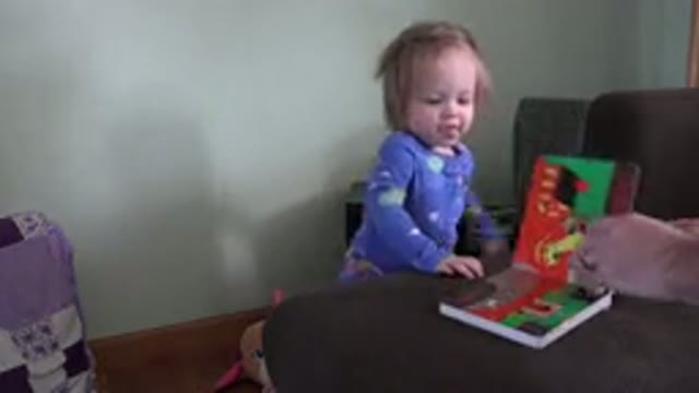 WESTMINSTER COLORADO-2016: Curious Baby Girl Reads Her Board Book