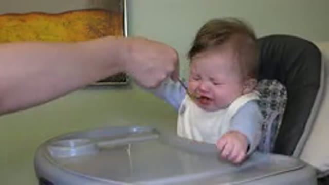 WESTMINSTER COLORADO-2015: Baby Starting To Eat Mashed Food And Crying