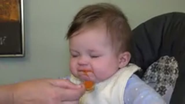 WESTMINSTER COLORADO-2015: Baby Reacts to Mashed Carrots with Surprise Grimace and Waves