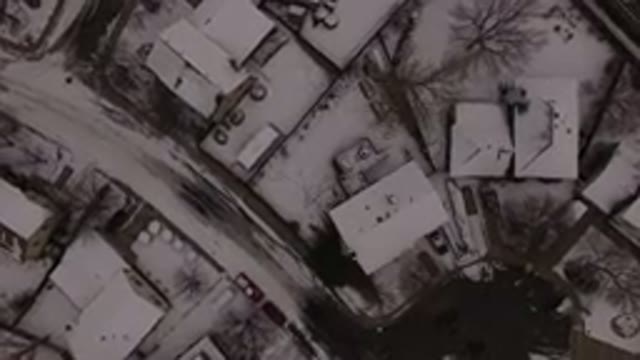 JEFFERSON COUNTY COLORADO-2015: Overhead Rotating Black and White Video of Suburban Neighborhood