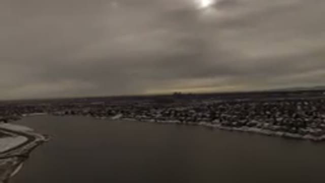 JEFFERSON COUNTY COLORADO-2015: Drone Video Of A City Around The Lake On A Snowy Day