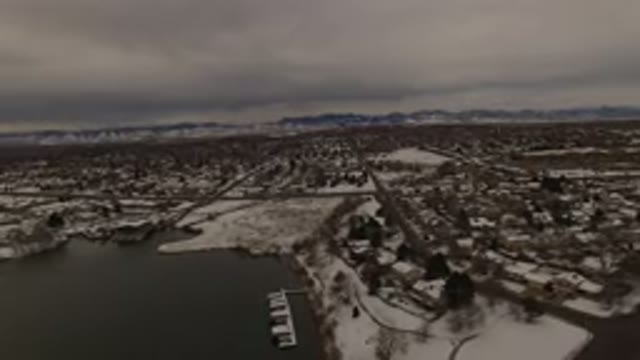 JEFFERSON COUNTY COLORADO-2015: Aerial Homes Lake Snow Neighborhood Fishing Cold