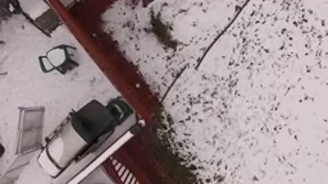 JEFFERSON COUNTY COLORADO-2015: Aerial View Of A Snowy Backyard And A Fence