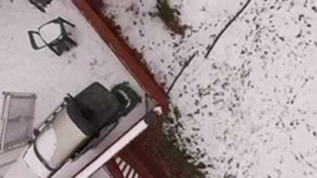JEFFERSON COUNTY COLORADO-2015: Aerial View Of Snow Covered Back Yard And Roof
