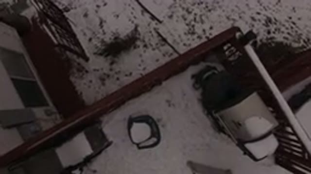 JEFFERSON COUNTY COLORADO-2015: Aerial View Of A Snowy Backyard And Brown Red Fence