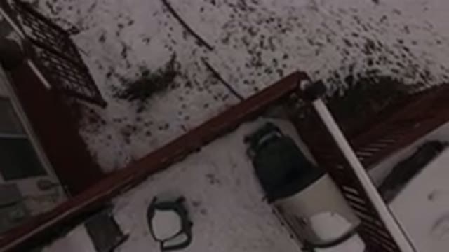 JEFFERSON COUNTY COLORADO-2015: Aerial View Of A Snowy Backyard And A Fence