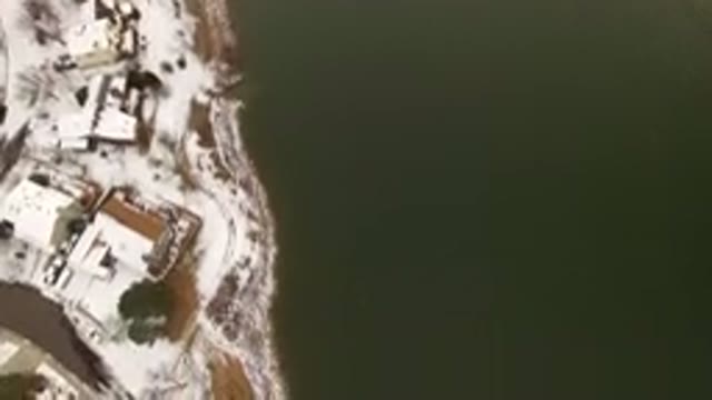 JEFFERSON COUNTY COLORADO-2015: Aerial Drone Shot Over Snowy Suburban Neighborhood