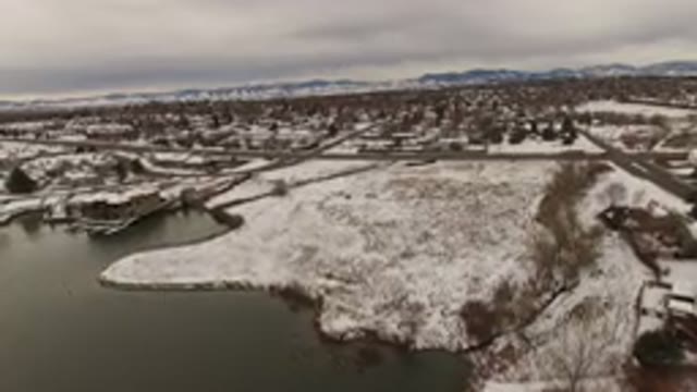 JEFFERSON COUNTY COLORADO-2015: Top View Camera Scan Of A Snow-Covered Suburb