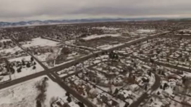 JEFFERSON COUNTY COLORADO-2015: Aerial View Of Remote City During Winter Dusk