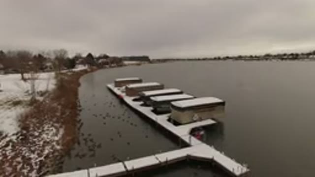 JEFFERSON COUNTY COLORADO-2015: Overlooking A Marina On The Lake On A Cold Snowy Day