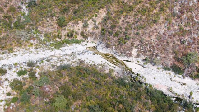 SAN DIONISIO BCS MEXICO-2023: Rapid River Flow in Mountainous Landscape