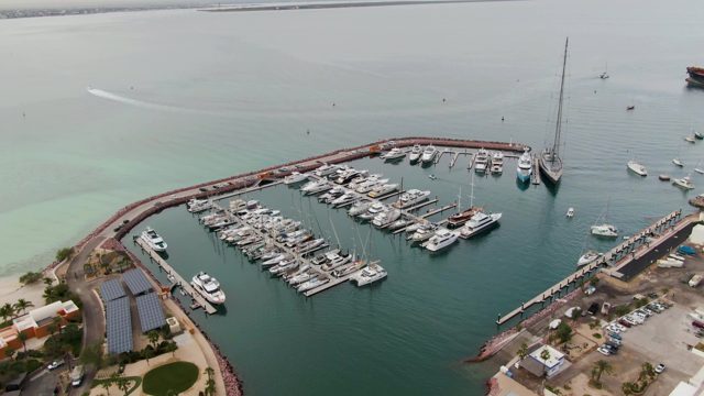 LA PAZ BCS MEXICO-2023: Marina with Docked Boats and Aerial View