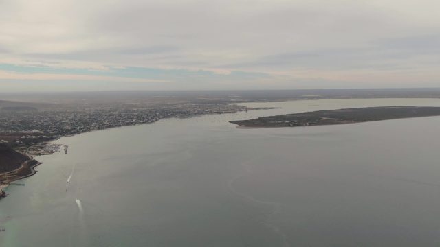 LA PAZ BCS MEXICO-2023: Boats Creating White Trails on Coastal Waters