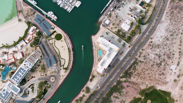 LA PAZ BCS MEXICO-2023: Marina Boats Navigating a Coastal Waterway