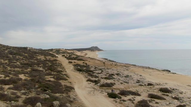 PUNTA GORDA BEACH BCS MEXICO-2023: Coastal Dirt Path Along Sandy Beach and Hills