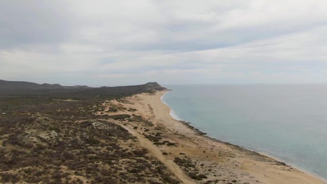PUNTA GORDA BEACH BCS MEXICO-2023: Sandy Coastline with Hills and Ocean View