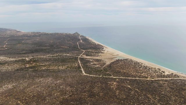 PUNTA GORDA BEACH BCS MEXICO-2023: Vehicle Moving on Coastal Dirt Road