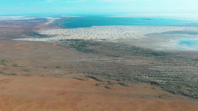 GUERRERO NEGRO BCS MEXICO-2022: Arid Landscape with Shallow Water and Salt Flats