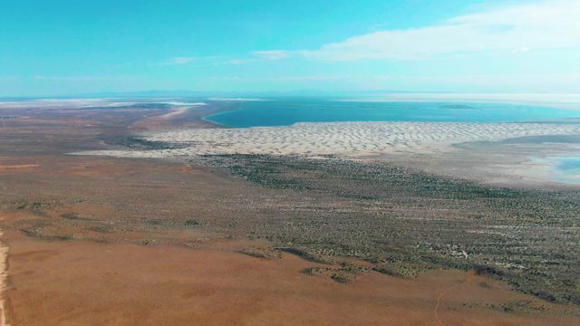 GUERRERO NEGRO BCS MEXICO-2022: Desert Shoreline Merging with Ocean