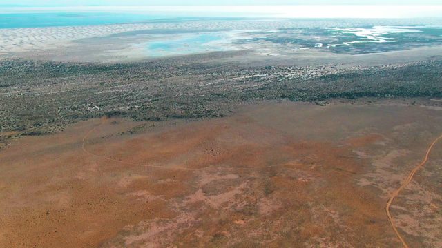 GUERRERO NEGRO BCS MEXICO-2022: Arid Landscape with Water and Vegetation