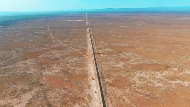 GUERRERO NEGRO BCS MEXICO-2022: Vehicle Traveling on Desert Highway