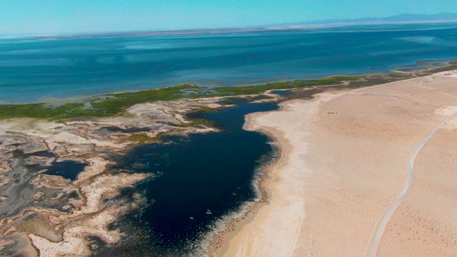 GUERRERO NEGRO BCS MEXICO-2022: Lagoon and Sandy Shore Along Ocean Coast