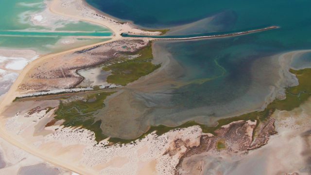 GUERRERO NEGRO BCS MEXICO-2022: Coastal Salt Flat with Shifting Water Levels