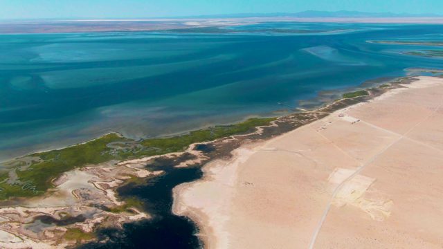GUERRERO NEGRO BCS MEXICO-2022: Shifting Water Channel Along Sandy Coast