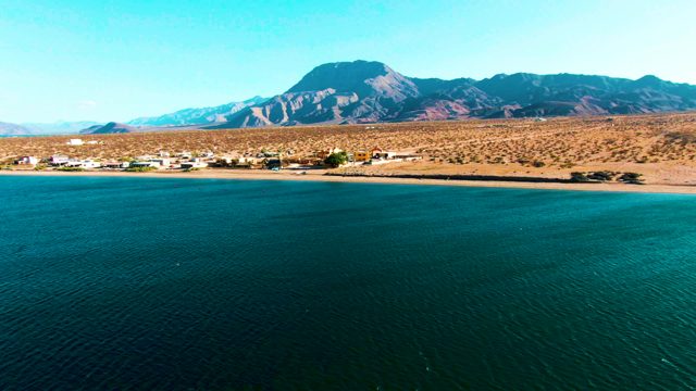 BAHIA DE LOS ANGELES BCS MEXICO-2022: Coastal Desert and Mountain Range by Calm Ocean