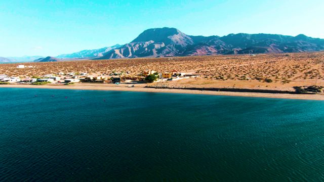 BAHIA DE LOS ANGELES BCS MEXICO-2022: Coastal Desert Shore with Mountain Range