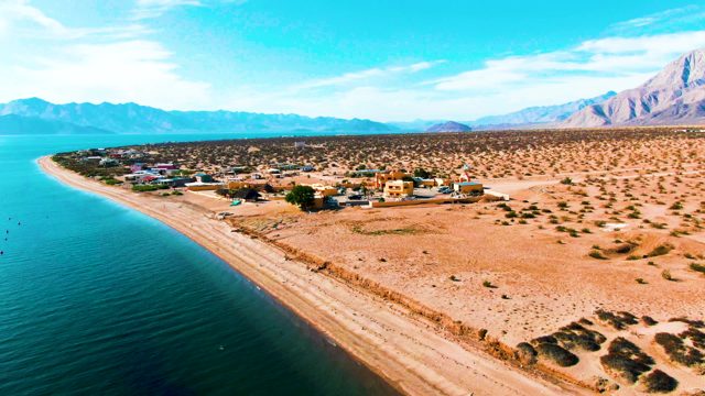 BAHIA DE LOS ANGELES BCS MEXICO-2022: Receding Tide Along Sandy Coastal Shore