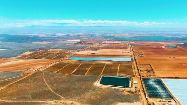 SAN QUINTIN BC MEXICO-2022: Arid Evaporation Ponds with Vehicle Movement