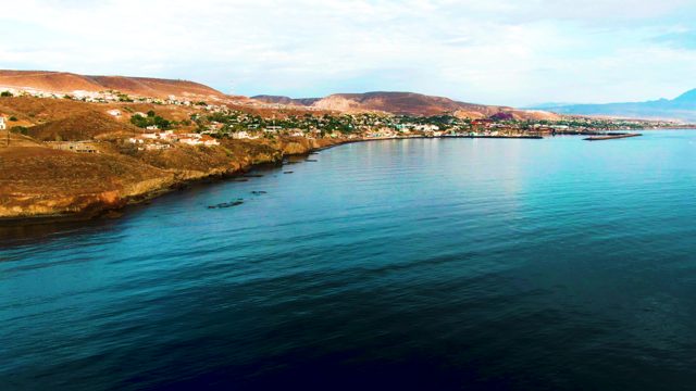 SANTA ROSALIA BCS MEXICO-2022: Gentle Ocean Waves Along Rocky Coastline