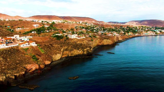 SANTA ROSALIA BCS MEXICO-2022: Coastal Cliff Village with White Buildings