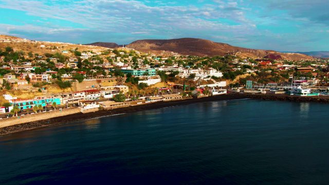 SANTA ROSALIA BCS MEXICO-2022: Hillside Coastal Town and Calm Ocean Waters