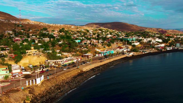 SANTA ROSALIA BCS MEXICO-2022: Coastal Road with Buildings and Ocean