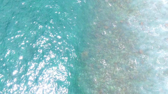 PUNTA BUZZARDS EAST CAPE BCS MEXICO-2022: Overhead View of Clear Turquoise Water and Rocky Seabed