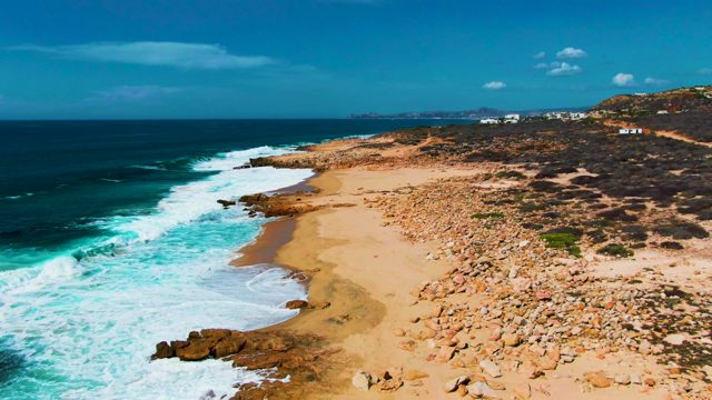 PUNTA BUZZARDS EAST CAPE BCS MEXICO-2022: Waves Crashing on Rocky Sandy Beach