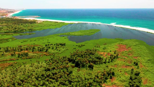 SAN JOSE DEL CABO BCS MEXICO-2022: Lagoon and Ocean Coast with Green Marshes