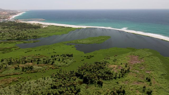 SAN JOSE DEL CABO BCS MEXICO-2022: Coastal Lagoon and Ocean Waves at the Shoreline
