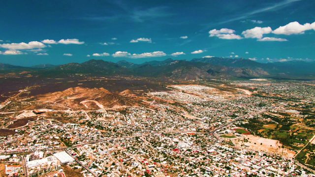 SAN JOSE DEL CABO BCS MEXICO-2022: City and Mountain Range with Moving Clouds
