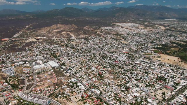 SAN JOSE DEL CABO BCS MEXICO-2022: Town in Mountain Valley From Above