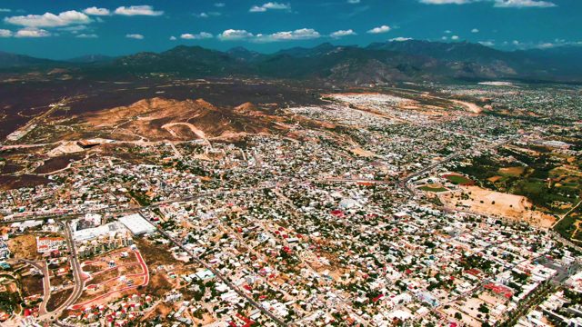 SAN JOSE DEL CABO BCS MEXICO-2022: Cityscape with Hills and Distant Mountains