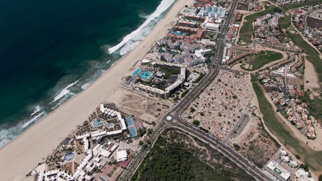 SAN JOSE DEL CABO BCS MEXICO-2022: Beachfront Road and Coastal Development From Above