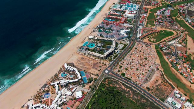 SAN JOSE DEL CABO BCS MEXICO-2022: Coastal Beach with Ocean Waves and Road