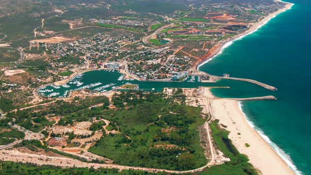 SAN JOSE DEL CABO BCS MEXICO-2022: Coastal Marina and Sandy Beach Aerial