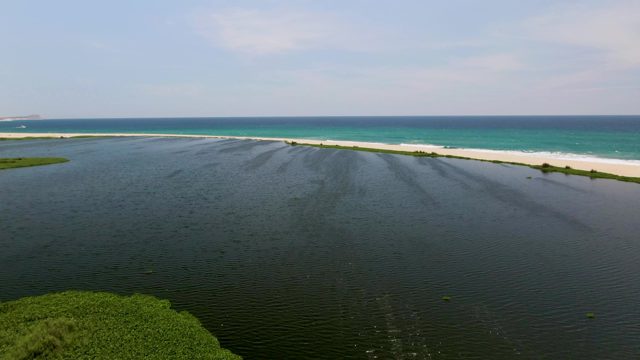 SAN JOSE DEL CABO BCS MEXICO-2022: Lagoon and Sandy Shore Between Land and Ocean